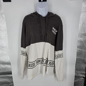 On Fire Shirt Womens 2X Gray White Hooded Long Sleeve Flawless Woke Up Like